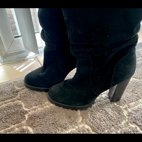 Aldo Knee length black velvet hooker Boots - Picture 13 of 16